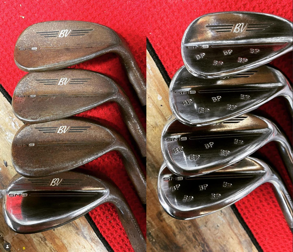 Club repair and grinding service — before and after